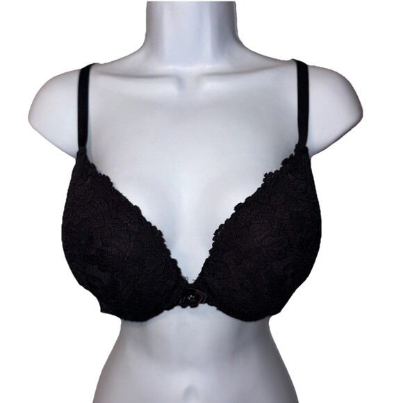Frederick's Of Hollywood Black Lace Push Up Bra Size 38D Convertible - Picture 7 of 15